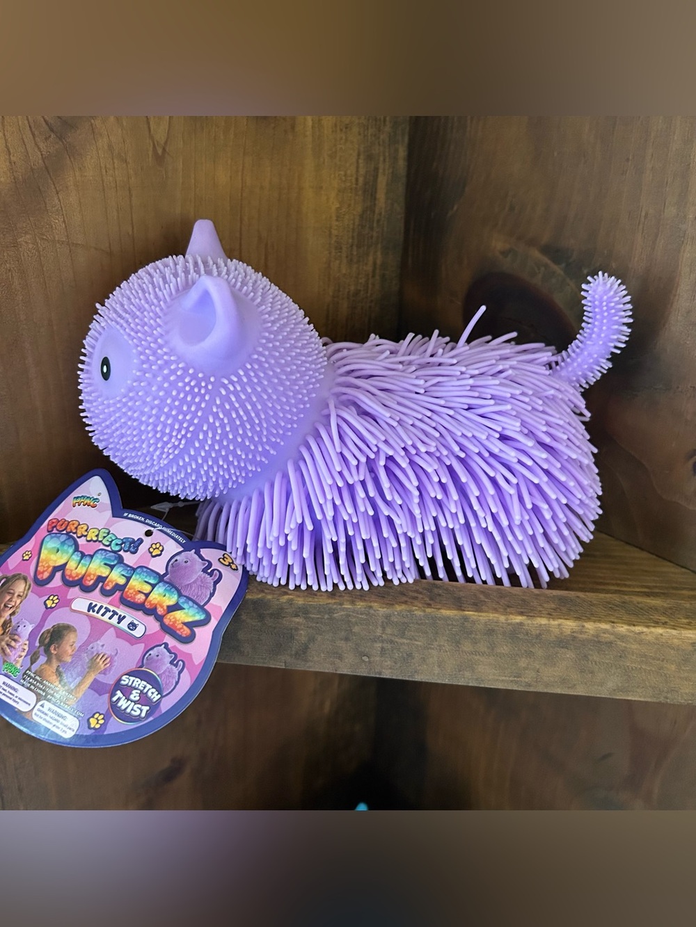 Pufferz Purple Kitty Squishy Sensory Fidget Toy Stress Relief Squeeze Air Filled